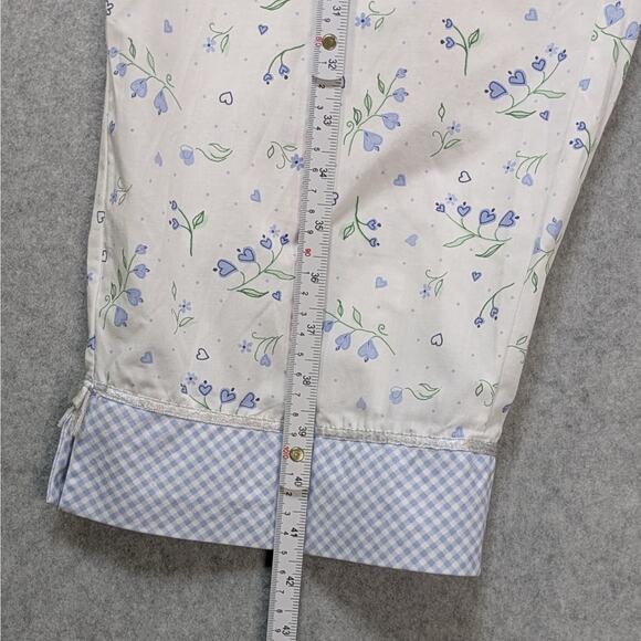 Vintage Vanity Fair Womens Pajama Set XL White Blue Cotton Blend Poplin 2Pc - Picture 12 of 16